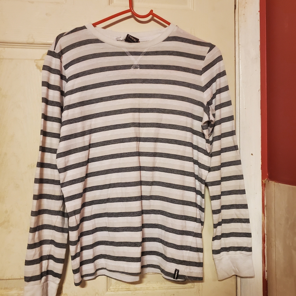 Tony Hawk Black and White Striped Long Sleeve Tee